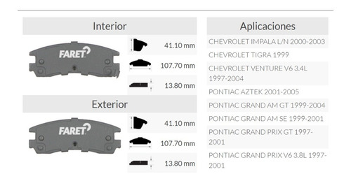 Balata Trasera De Disco Pontiac Grand Prix Gt 97-01 Foto 5