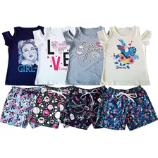 Kit 4 Conjunto Infantil Juvenil Menina Roupa Feminina Verão