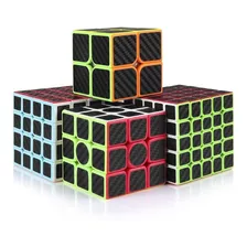 Paquete 4 Cubos Rubik 2x2 3x3 4x4 5x5 Z Cobra Fibra Carbono