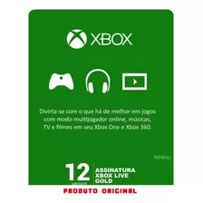 Xbox Live Gold Brasil Br Cartão 12 Meses Codigo 25 Digitos