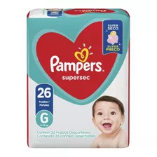 Fralda Pampers Supersec Canais Extras Absorventes G 26 Uni