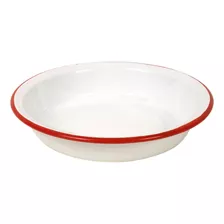 Plato Hondo Enlozado Diam.22cmx4.5cm Blanco Con Rojo.