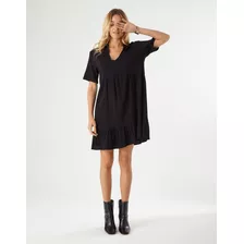 Vestido Zinzane Feminino Maria Manga - Preto