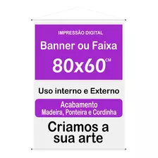 Banner Ou Faixa Em Lona Personalizado 80x60cm Arte Inclusa