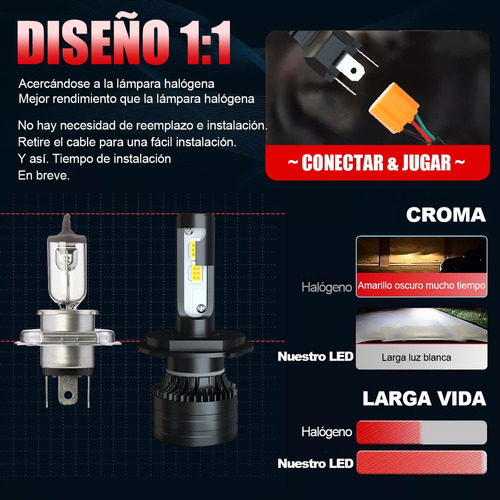 H11 H4 9003 Luz Alta Y Baja Kit De Focos Led Para Nissan A Foto 3