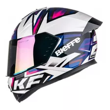 Capacete Para Moto Integral Bieffe Classic B-12 B12 B-12 Kf Branco Perolizado E Roxo Premium Tamanho 58 