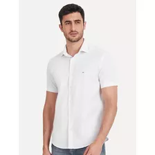 Camisa Aramis Masculina Slim Manga Curta Oxford Branca