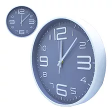 Relógio De Parede Redondo Moderno Luca Cinza E Branco 30cm