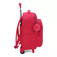 Mochila De Rodinhas Pink Rosa Juvenil Escola Feminina Up4you