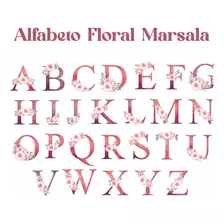 Kit Digital Alfabeto Floral Marsala