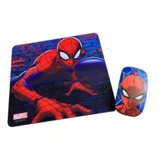 Kit Mouse Inalámbrico Y Mouse Pad Spider Man Color Rojo