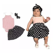 Conjunto Bebe Menina Saia Bolinha