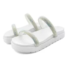 Sandalia Plataforma Papete Birken Colorida Feminina Strass