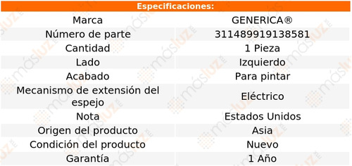 1- Espejo Izquierdo Elect P/pintar Note 2014/2015 Genrica Foto 2