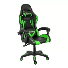 Silla De Escritorio Xzone Cgr-01 Gamer Ergonómica Negra Y Verde Con Tapizado De Cuero Sintético