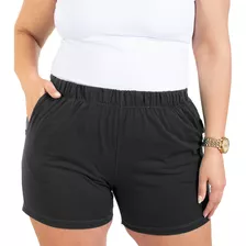 Short Modal Mujer Liso Bolsillos Talles Especiales Y Comunes