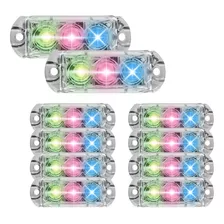 Kit 10 Faróis 3 Leds Strobo Automotivo Carro Ajk Rgb 6w