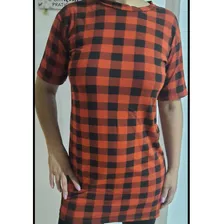 Vestido Camisetão Camisão Xadrez E Liso Viscolycra Casual 