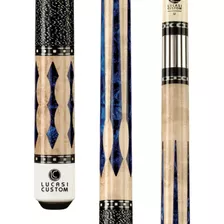 Lucasi Birds-eye Arce Pool Cue Con Seis Puntos Flotante Azul