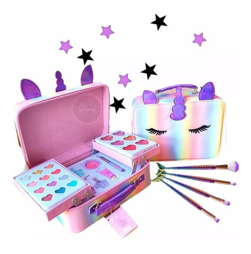 Maquillaje Infantil Niñas Maleta Unicornio + Set De Brochas