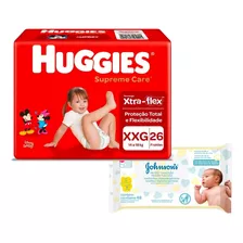 Kit 03 Fraldas Supreme Care Xxg 26un - Huggies + Brinde