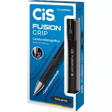 Caneta Esferográfica Fusion Grip 0.7mm Preta C/12 Und - Cis