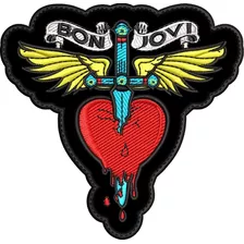 Parche Bordado Bon Jovi 9x8.7cm. Clasico Rock Metalero