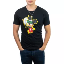 Playera Hombre Casual Negra Mickey Mouse Fashion Alexis Roma