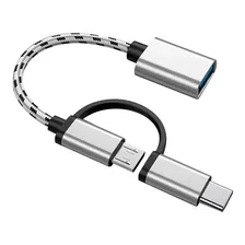 Cable Adaptador Micro Usb V8 Tipo C A Usb 3.0 Otg 2 En 1 