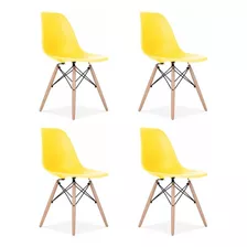 Kit 4 Cadeiras Charles Eames Wood Design Eiffel Colorida