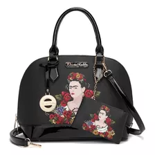 Bolsa Satchel Negro C/monedero Frida Kahlo Original