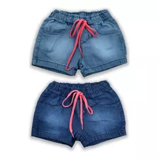 Kit Com Dois Shorts Infantil Feminino Com Cadarço Regulador