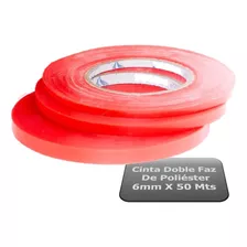 Cinta Doble Faz De Poliéster 6mm X 50 Mts 