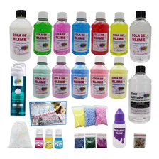 Kit Para Fazer Slime Cola Branca Cola Transparente Vermelha