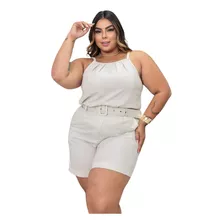 Conjunto Feminino Plus Size Short E Blusa Alfaiataria Social