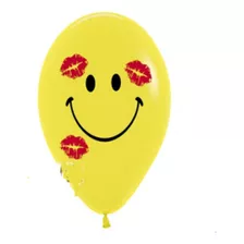 Pack X 4 Globos De Latex De 18 PuLG Emoji Smile Con Besitos