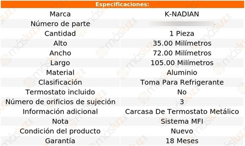 Toma De Refrigerante Aluminio 3 Pernos 240sx L4 2.4l 89/90 Foto 3