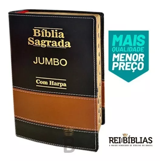 Bíblia Sagrada Letra Jumbo - Luxo Bicolor - Preta E Caramelo