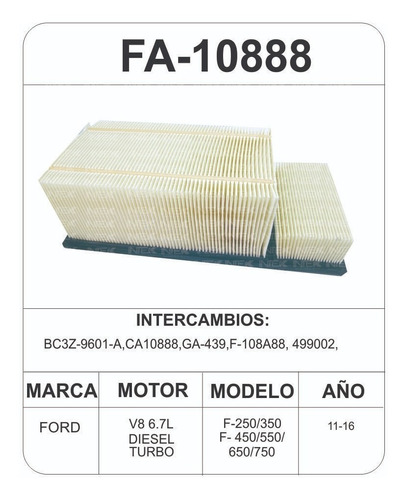 Kit De Filtros Ford F-250 Super Duty V8 6.7l 2011-2016 Foto 2