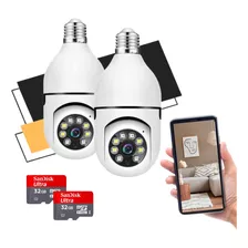 Kit 2 Camera Lampada Segurança Wifi + Cartão De Memória 32gb