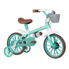 Bicicleta De Passeio Infantil Nathor Mini Antonella Antonella Aro 12 Freio Tambor Cor Acqua Com Rodas De Treinamento