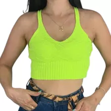 Cropped Feminino Alcinha Trico Moda Verão 2022 Envio Imediat