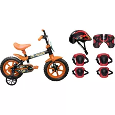 Bicicleta Aro 12 Track Arco Iris Po Laranja + Kit Proteção