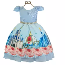 Vestido Princesa Cinderela Festa Luxo Infantil Aniversário