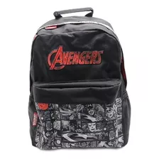 Mochila Urbana Escolar Avengers Marvel Comic Color Negro Diseño De La Tela Liso