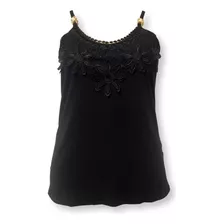 Blusa Alça Renda No Decote Malha Viscolycra Lisa