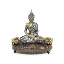 Estátua Buda Hindu Meditação Incensário Porta Velas Aparador