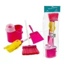 Set De Limpieza Infantil Mopa Rosa Juguete