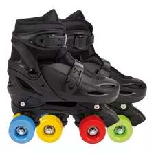 Patins Preto Modelo Colors Regulável Do 34 Ao 37 Com Rodas C