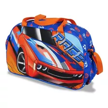 Bolsa Infantil Para Viagem Carros Corrida Cor Azul